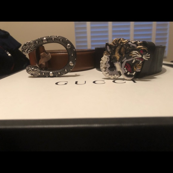 Gucci belts (Black, Tiger) (Tan, Snakes) - Picture 1 of 5